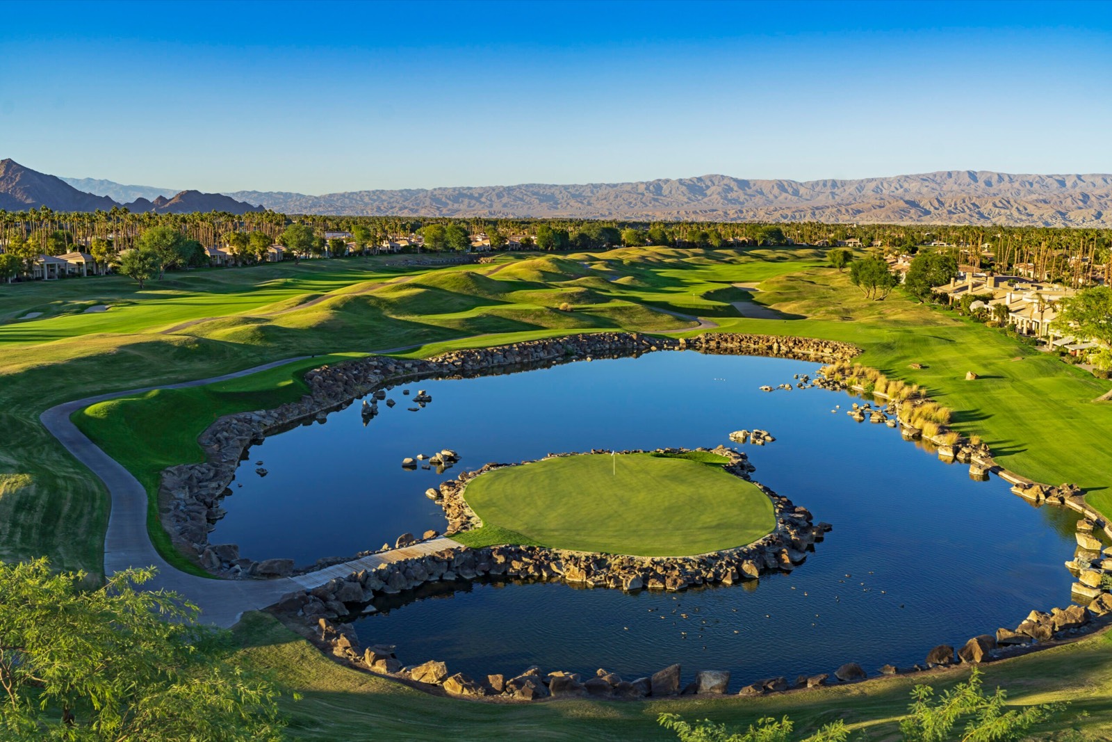 The island green on 17 of the PGA West Stadium Course